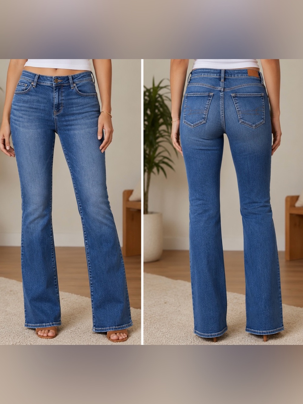 Classic High-Rise Flare Jeans in Medium Blue